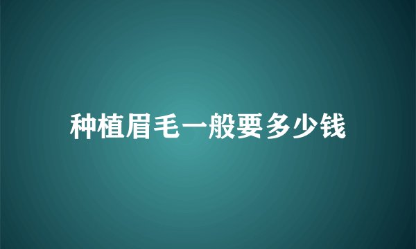 种植眉毛一般要多少钱