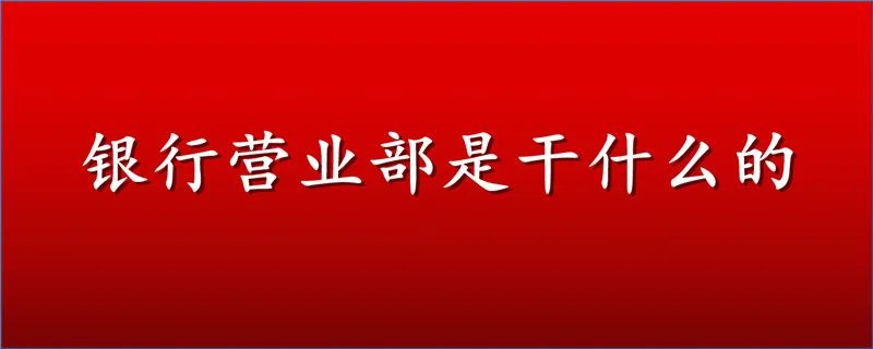 银行营业部是干什么的