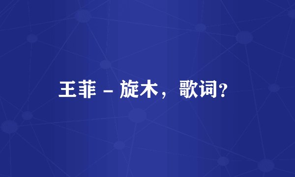 王菲 - 旋木，歌词？