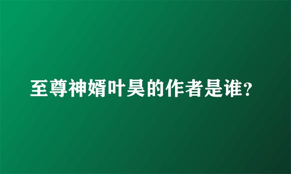至尊神婿叶昊的作者是谁？