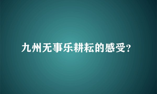 九州无事乐耕耘的感受？
