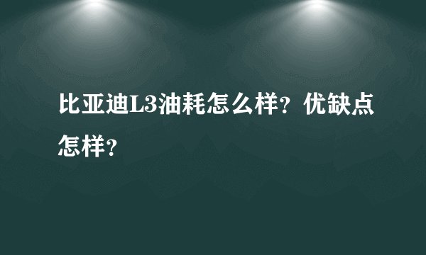 比亚迪L3油耗怎么样?优缺点怎样?