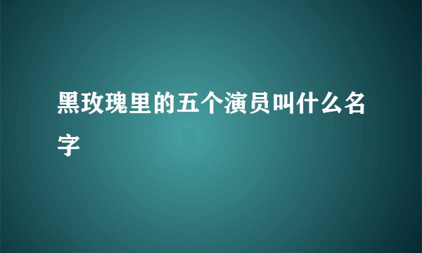 黑玫瑰里的五个演员叫什么名字