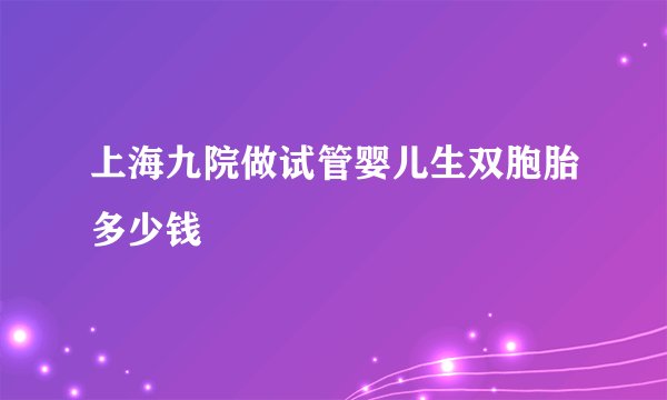 上海九院做试管婴儿生双胞胎多少钱