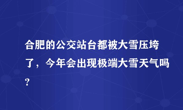 合肥的公交站台都被大雪压垮了，今年会出现极端大雪天气吗？
