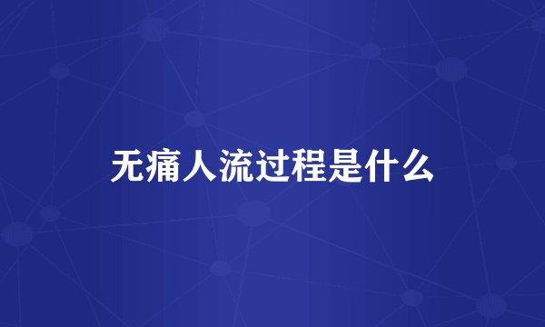 无痛人流过程是什么