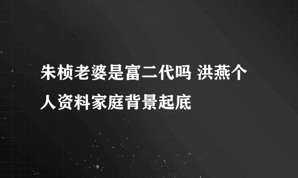 朱桢老婆是富二代吗 洪燕个人资料家庭背景起底