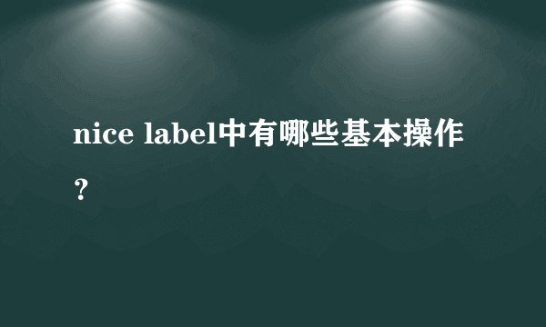 nice label中有哪些基本操作？
