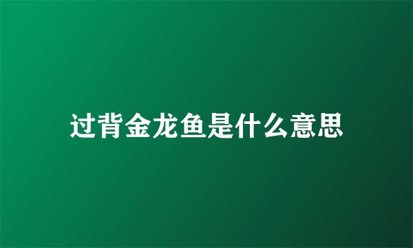 过背金龙鱼是什么意思