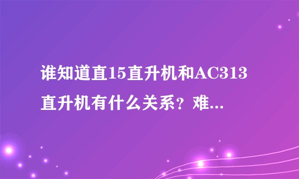 谁知道直15直升机和AC313直升机有什么关系？难道和SU27与歼11的关系类似嘛？