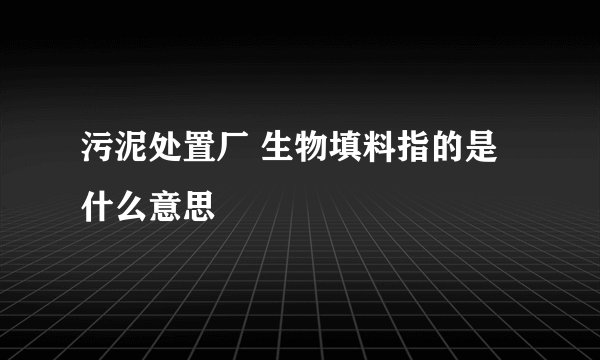 污泥处置厂 生物填料指的是什么意思