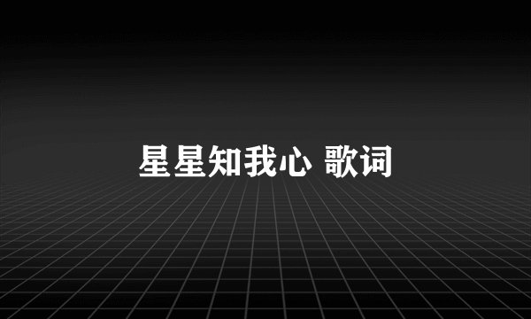 星星知我心 歌词