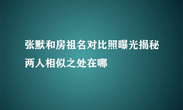 张默和房祖名对比照曝光揭秘两人相似之处在哪