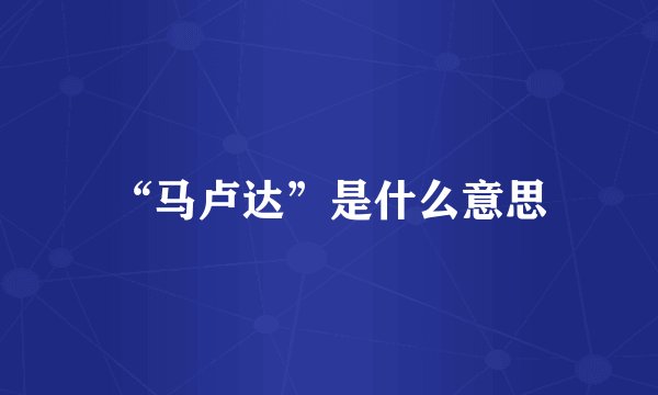 “马卢达”是什么意思