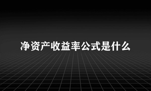 净资产收益率公式是什么