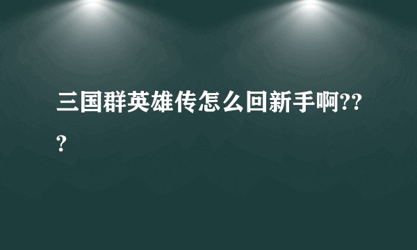 三国群英雄传怎么回新手啊???