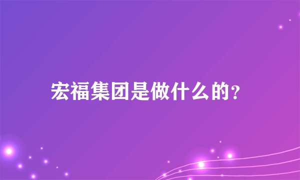 宏福集团是做什么的？