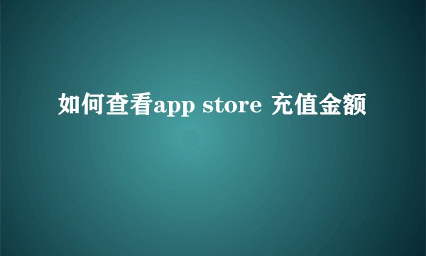 如何查看app store 充值金额