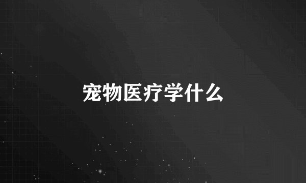 宠物医疗学什么