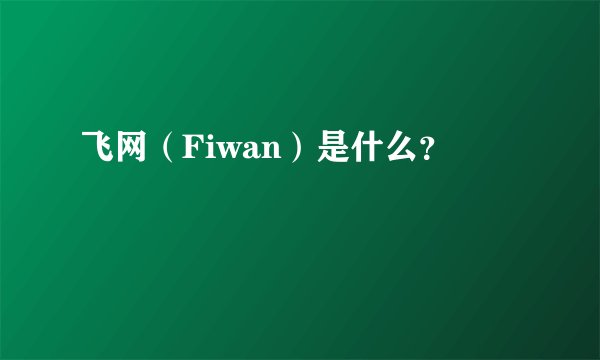 飞网（Fiwan）是什么？