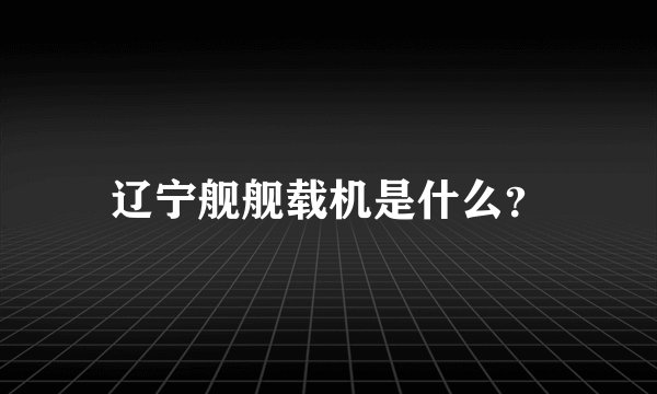 辽宁舰舰载机是什么？