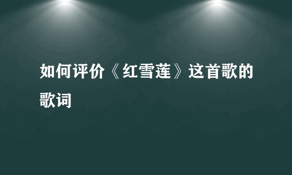如何评价《红雪莲》这首歌的歌词