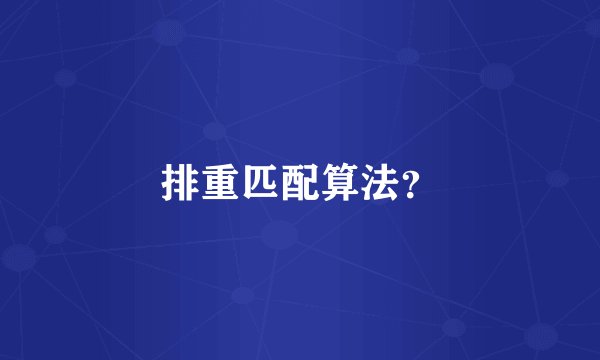 排重匹配算法？