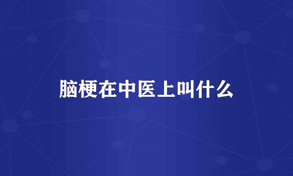 脑梗在中医上叫什么