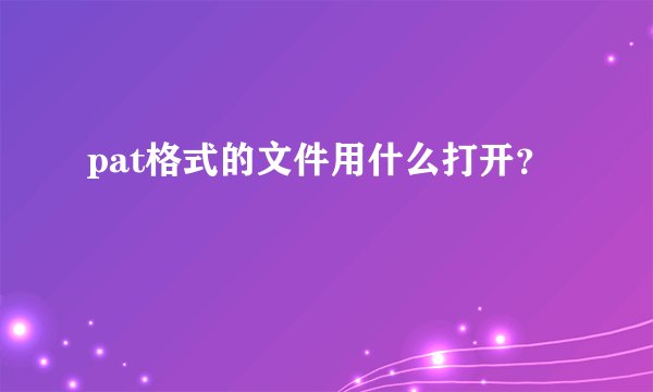pat格式的文件用什么打开？