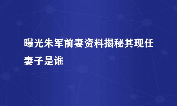 曝光朱军前妻资料揭秘其现任妻子是谁