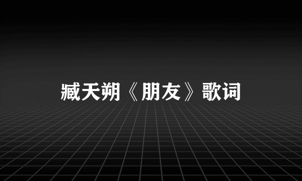 臧天朔《朋友》歌词