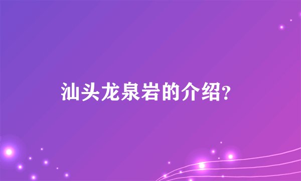 汕头龙泉岩的介绍？