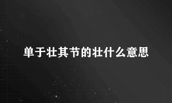 单于壮其节的壮什么意思