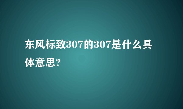 东风标致307的307是什么具体意思?