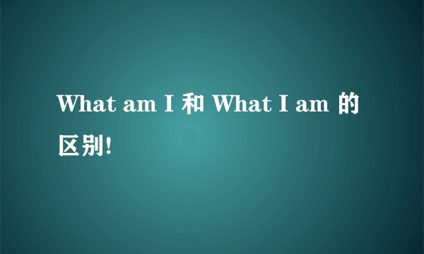 What am I 和 What I am 的区别!