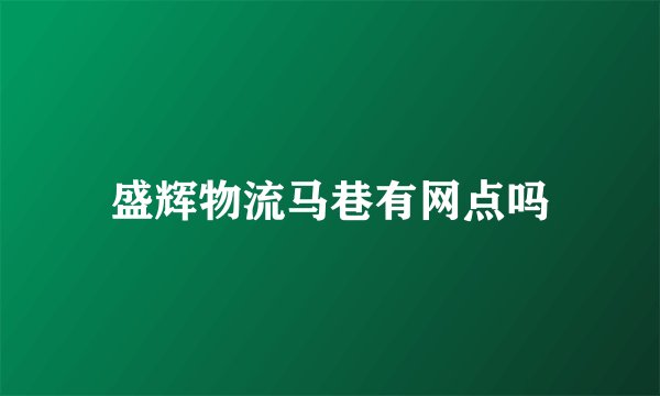 盛辉物流马巷有网点吗