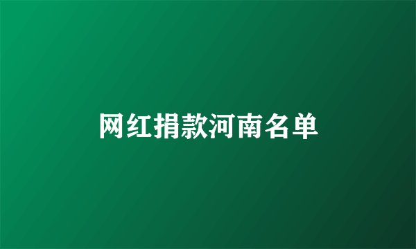 网红捐款河南名单