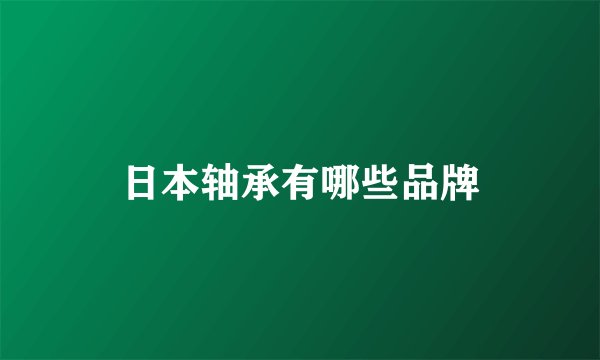 日本轴承有哪些品牌