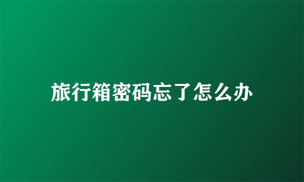 旅行箱密码忘了怎么办