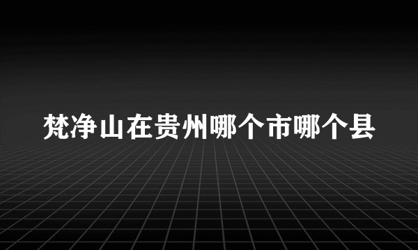 梵净山在贵州哪个市哪个县