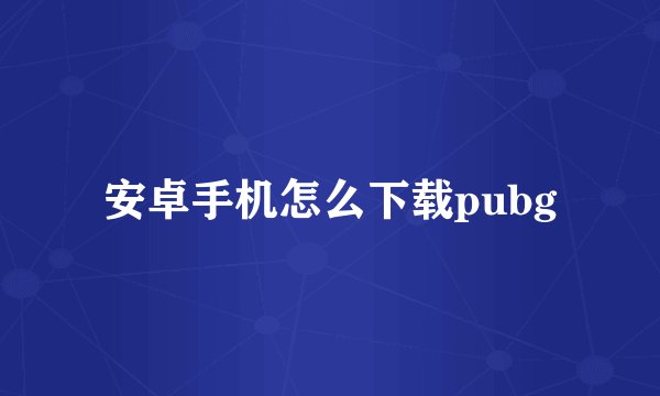安卓手机怎么下载pubg