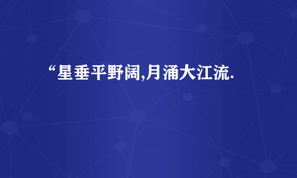 “星垂平野阔,月涌大江流.