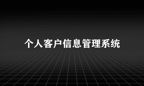 个人客户信息管理系统