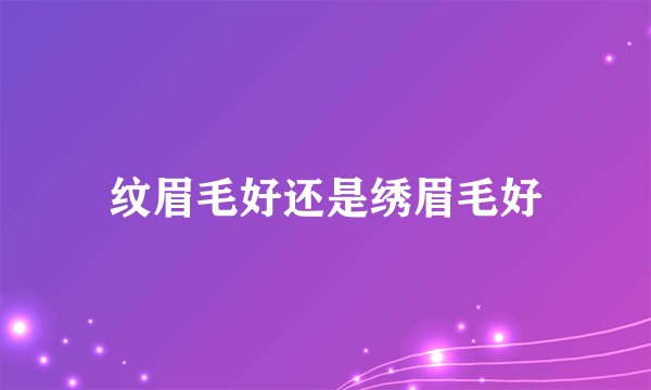 纹眉毛好还是绣眉毛好