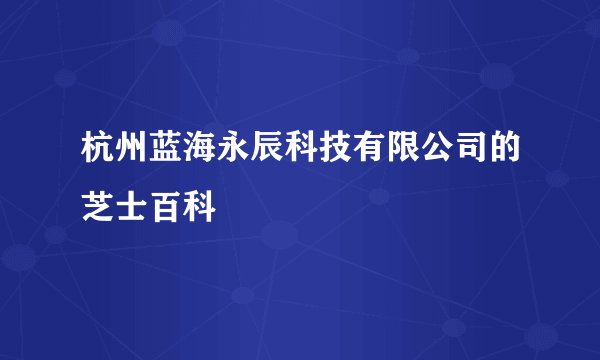 杭州蓝海永辰科技有限公司的芝士百科