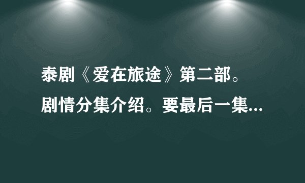 泰剧《爱在旅途》第二部。 剧情分集介绍。要最后一集。~~看好是第二部。。加急 谢谢。