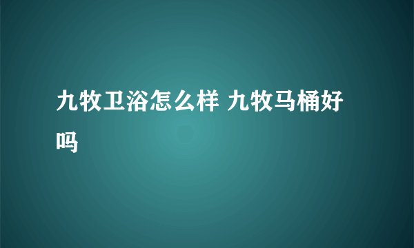 九牧卫浴怎么样 九牧马桶好吗
