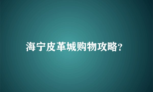 海宁皮革城购物攻略？