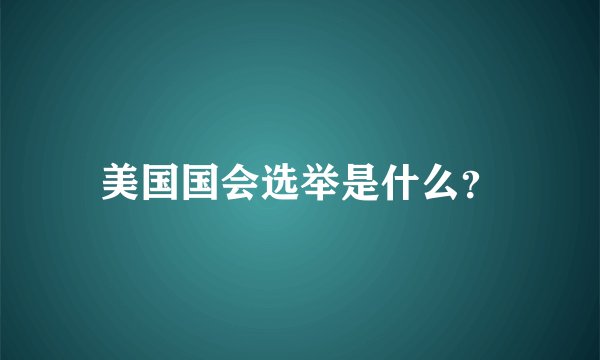 美国国会选举是什么？