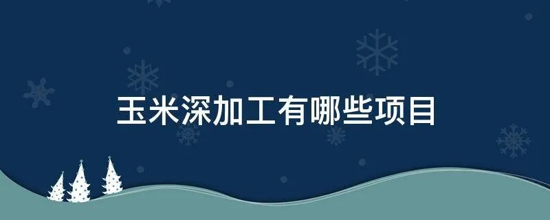 玉米深加工有哪些项目